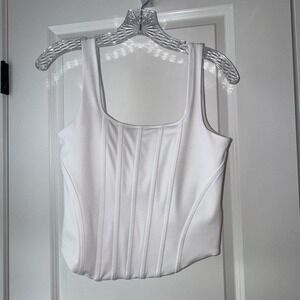 Express White Corset Crop Top Structured Square Neck Tank Size M